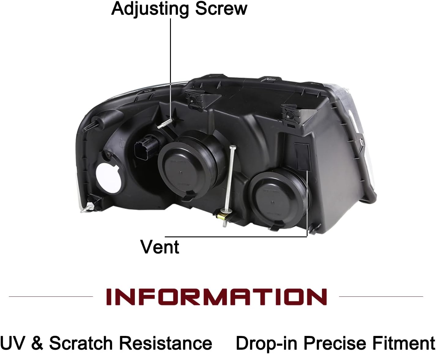 JSBOYAT Conjunto de faros delanteros con bombillas de repuesto para Ford Expedition 2003-2006 lado del pasajero y del conductor, carcasa cromada con