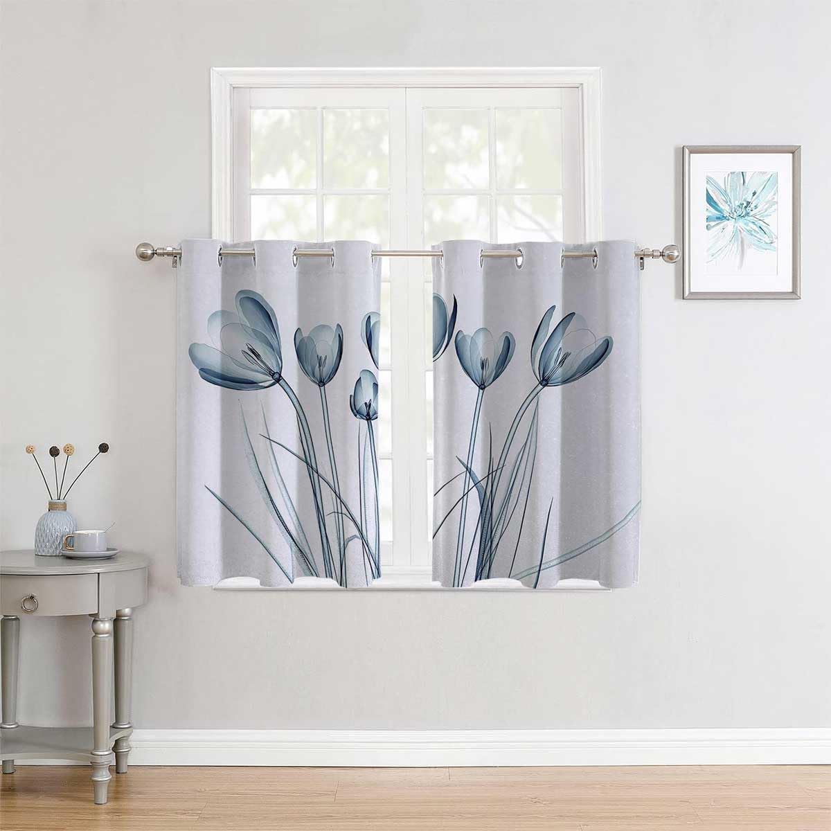 YANFENQI Cortina para Dividir Habitacion Flower Grommet Short Door Alternatives Cortinas para Ventanas De Cuarto 72Inch Width by 72Inch Length,2