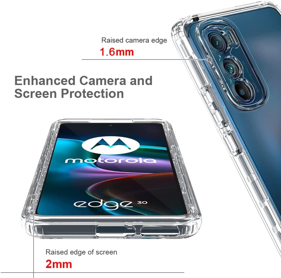 Funda compatible con Moto Edge 30 5G, Motorola Edge 30 con protector de pantalla de vidrio templado, cuerpo completo, a prueba de golpes,