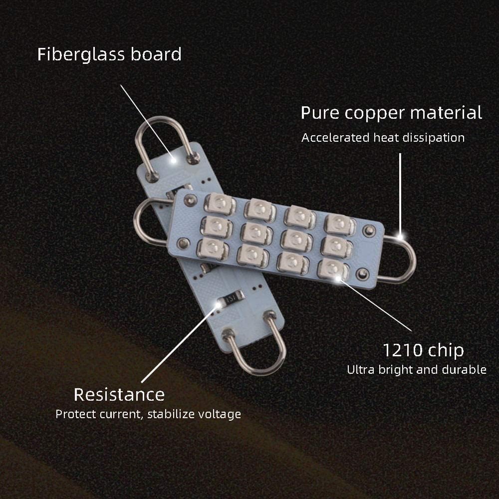 Grandview TM 0.157 x 1.732 in (1.73 pulgadas) 12-SMD 1210 3528 Chip Rígido Loop Festoon Bombillas LED para el interior del coche, cúpula mapa, luz