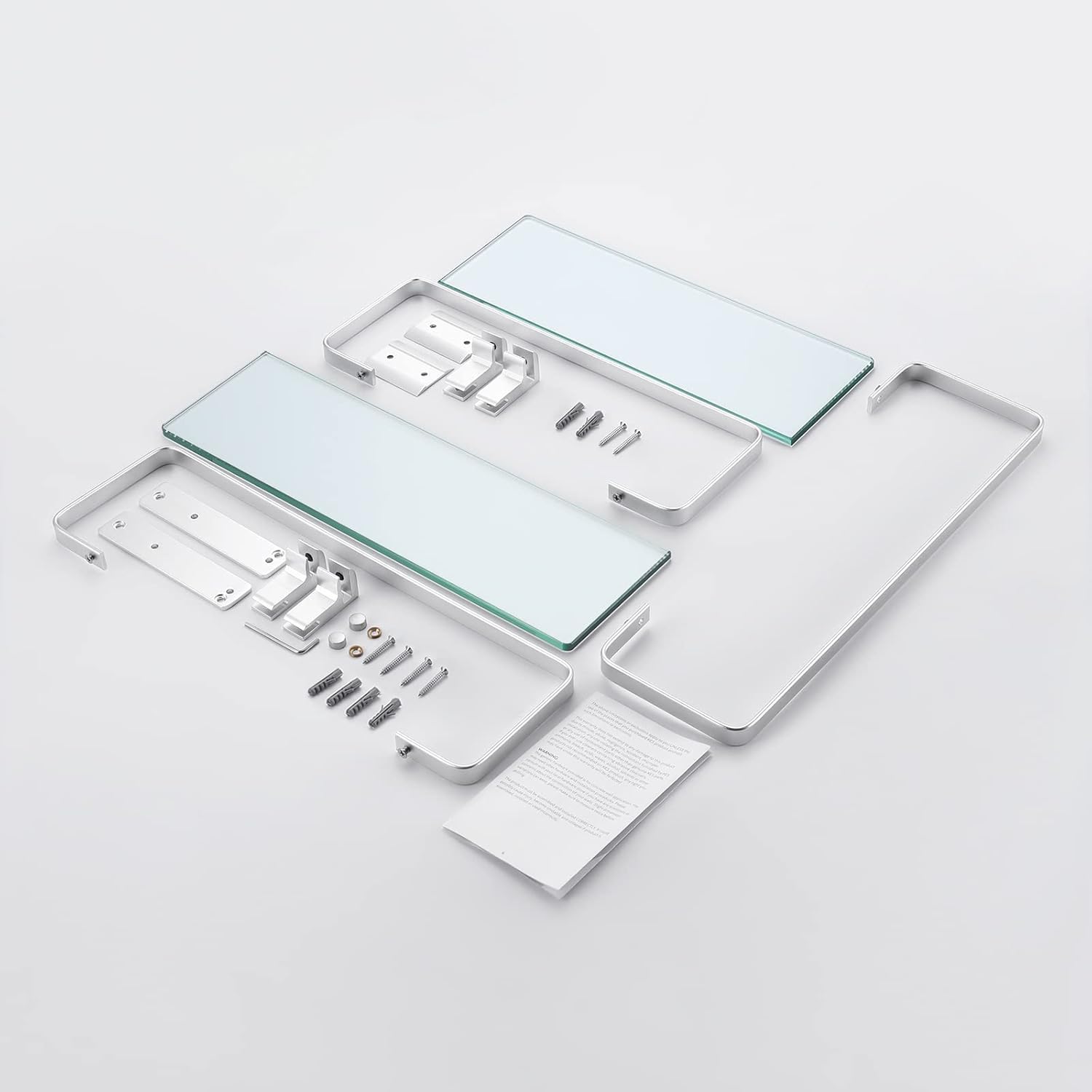 KES Estante de baño de vidrio, estantería de vidrio para pared, estante de baño con barra de esquina, estante rectangular montado en la pared a