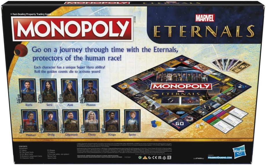 Monopoly Marvel Studios’ Eternals Edition – Juego de mesa para fanáticos de Marvel, niños a partir de 8 años