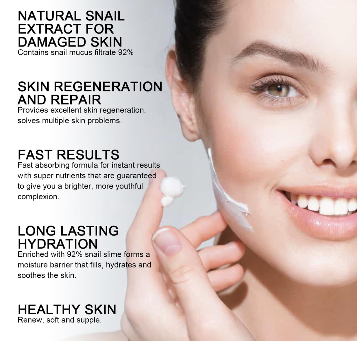 Caracol Mucin Cream Advanced 92% Caracol Mucin Coreano Cuidado de la Piel Hidratante Hidratante Antienvejecimiento Antiarrugas para una piel