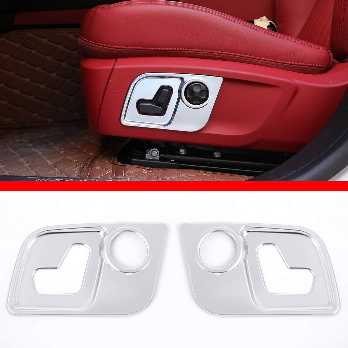 YIWANG 2 unids ABS cromo coche estilo asiento lado decorar marco cubierta ajuste etiqueta para Maserati Levante para Ghibli para Quattroporte