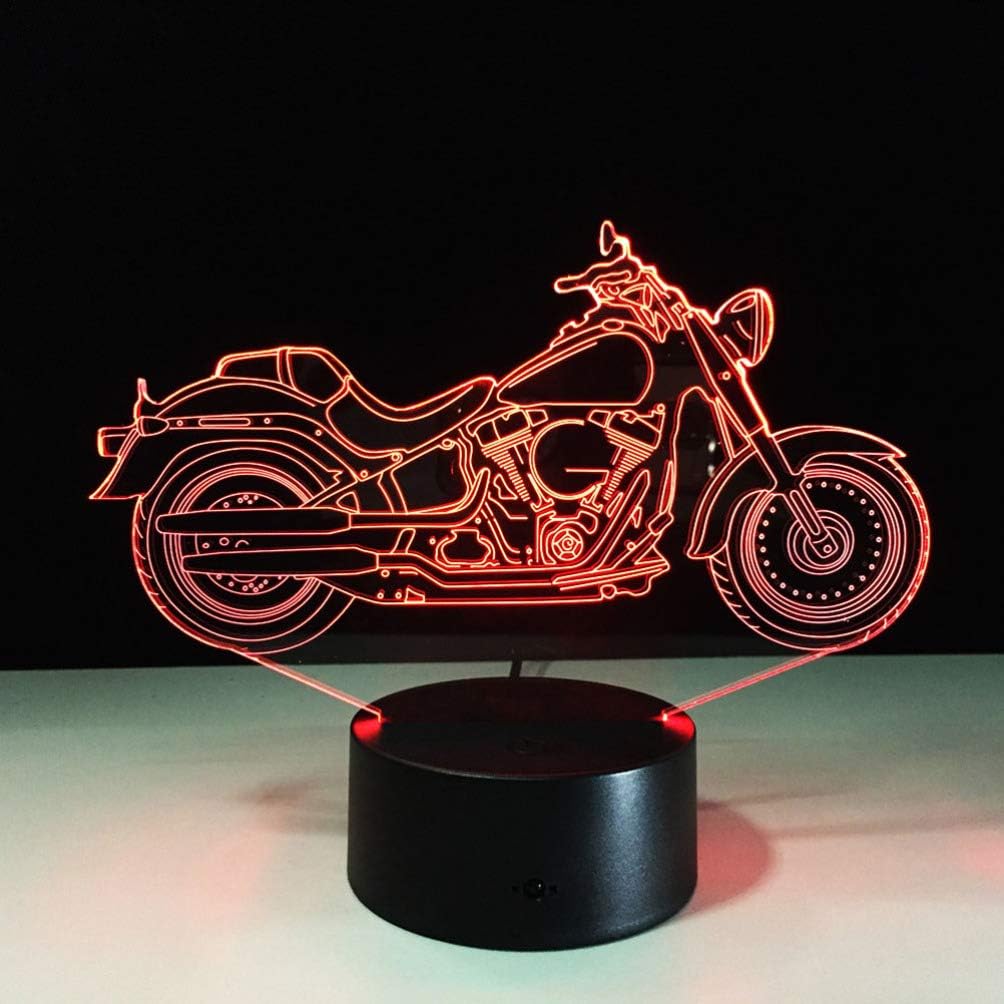 Mobestech 3D motocicleta luz nocturna 3D ilusión lámpara LED motocicleta lámparas de mesa 7 colores luz táctil dormitorio decoraciones centros de