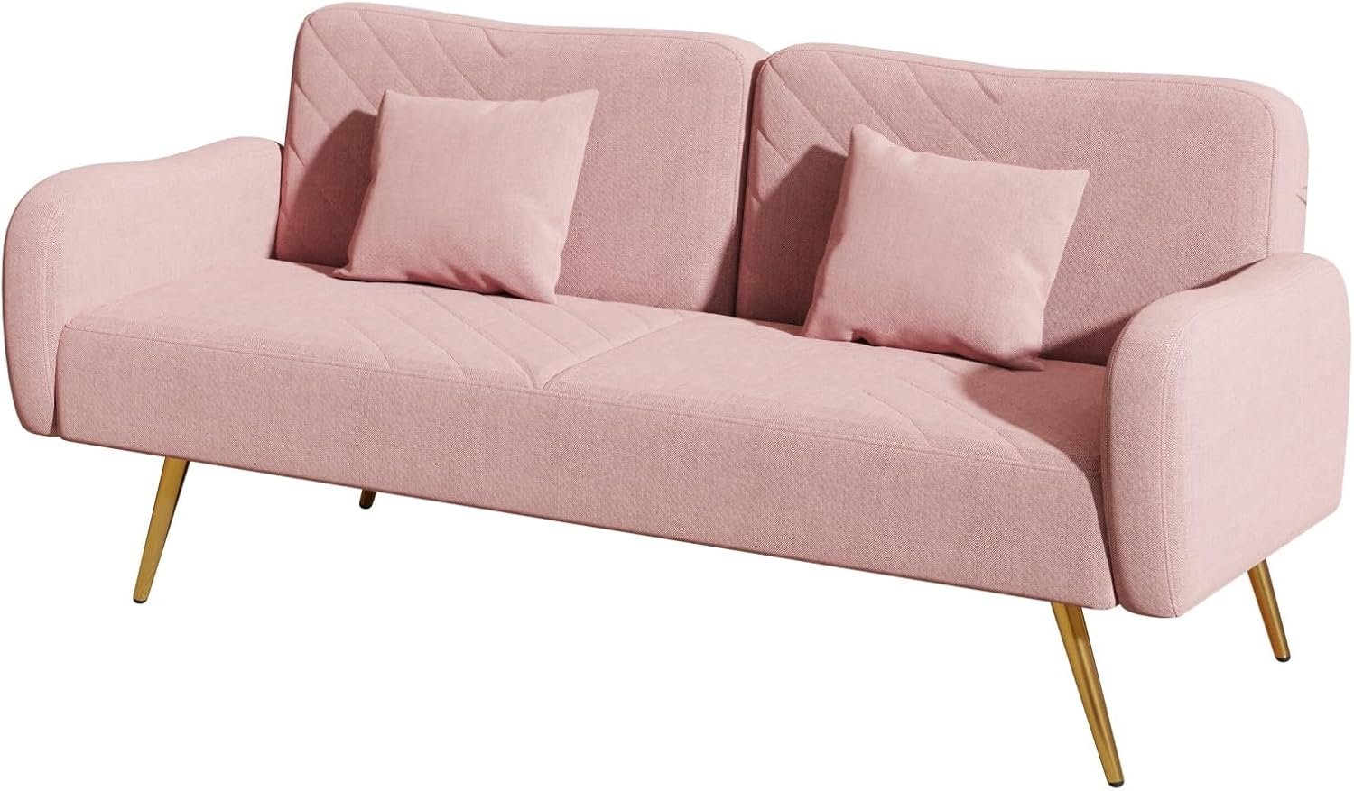 JINS&VICO Sofá cama convertible de 70.47 pulgadas de ancho con dos almohadas, cómodo sofá futón con respaldo ajustable, moderno sofá cama con patas