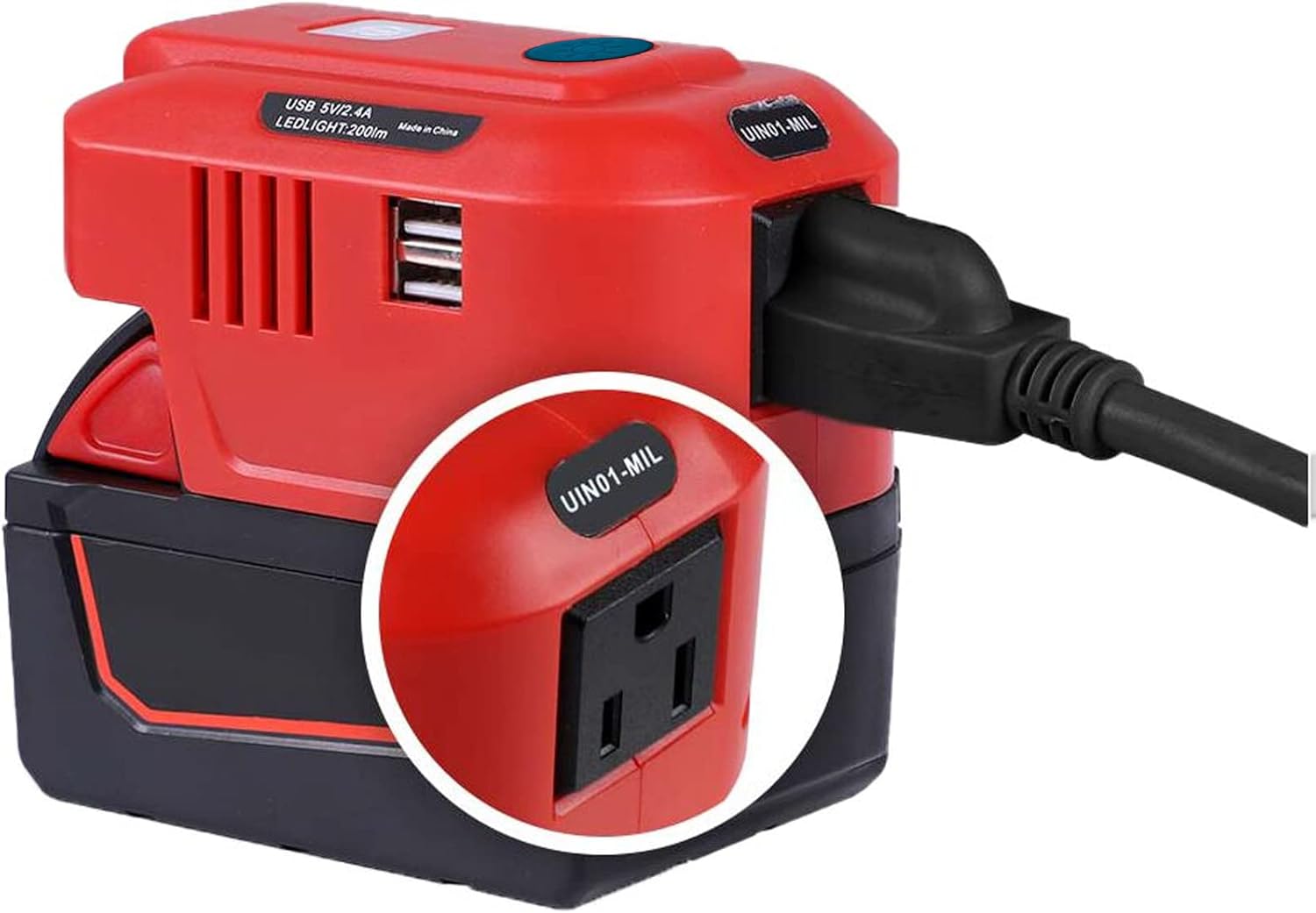 TEPULAS Inversor de fuente de alimentación portátil para batería de litio Milwaukee M18 de 18 V, inversor de corriente de 150 W CC 18 V a CA 110
