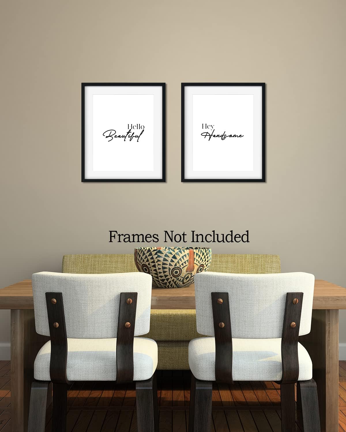 Hello Beautiful, Hey Handsome – Impresiones artísticas para pared (juego de 2)  Decoración de dormitorio principal para parejas  Impresiones de