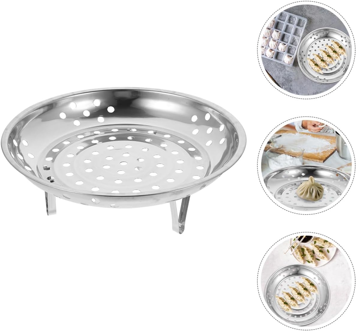 RORPOIR Hair Steamer Steam Basket Stainless Steel Food Dish Stainless Steel Food Tray Dumpling Storage Plate Metal Plate Salad Holder Leaky Disk