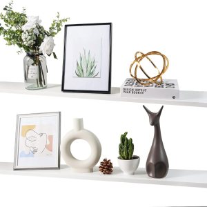 Estante flotante largo de 48 pulgadas blanco para pared, juego de 2, estante flotante de madera natural duradera para dormitorio y baño, fácil Estante flotante largo de 48 pulgadas blanco para pared, juego de 2, estante flotante de madera natural duradera para dormitorio y baño, fácil