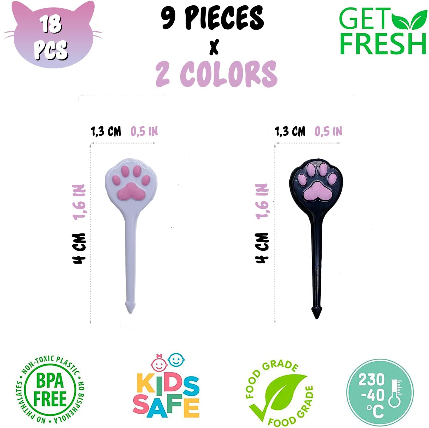 GET FRESH Palillos de comida de animales para niños  Juego de 18 piezas de lindos palillos de comida para gatos para niños pequeños  Palillos de