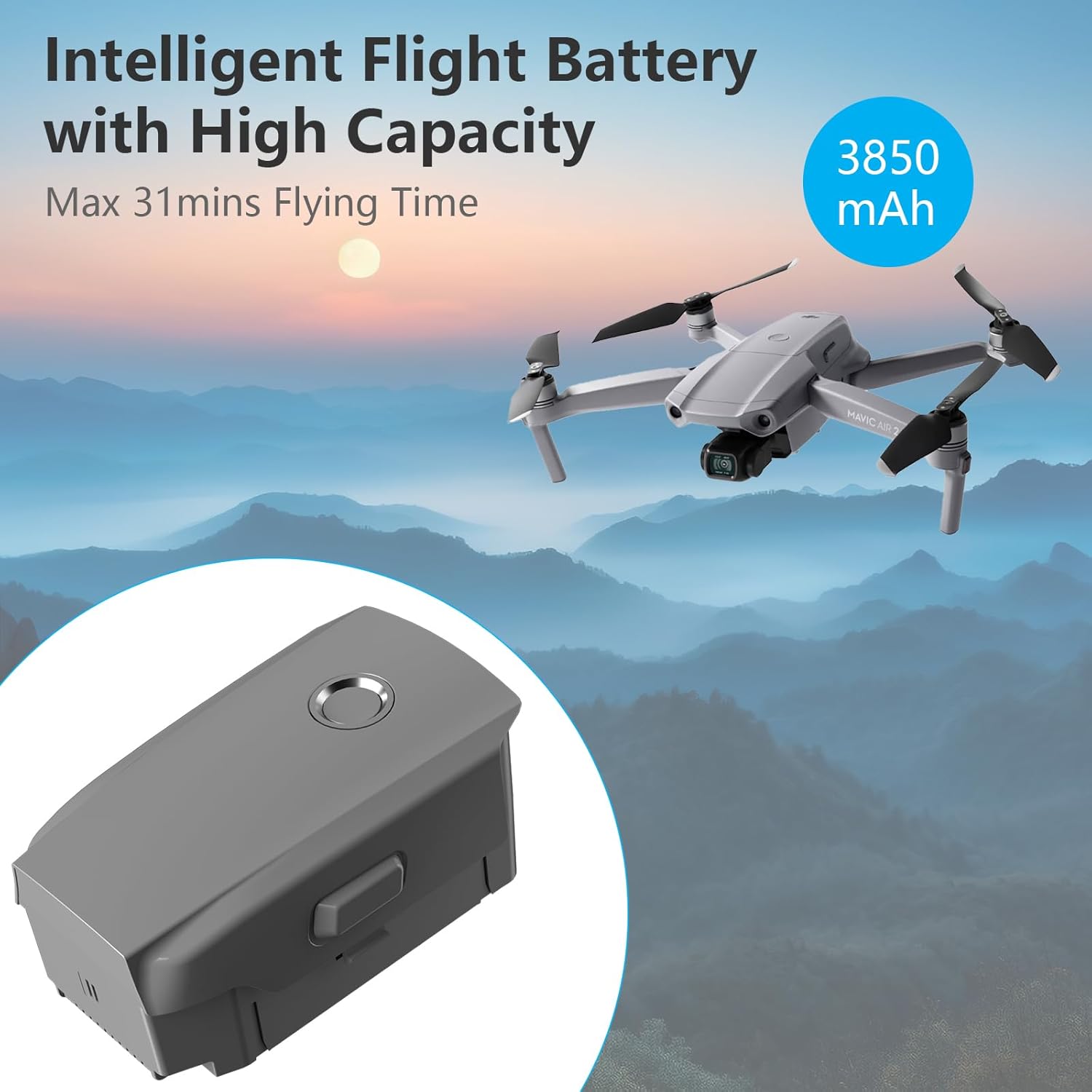 Artman Mavic 2 Pro – Batería de vuelo inteligente de 3850mAh 15.4V para DJI Mavic 2 Pro, Mavic 2 Zoom, Mavic 2 Enterprise Drone, 31 minutos de vuelo