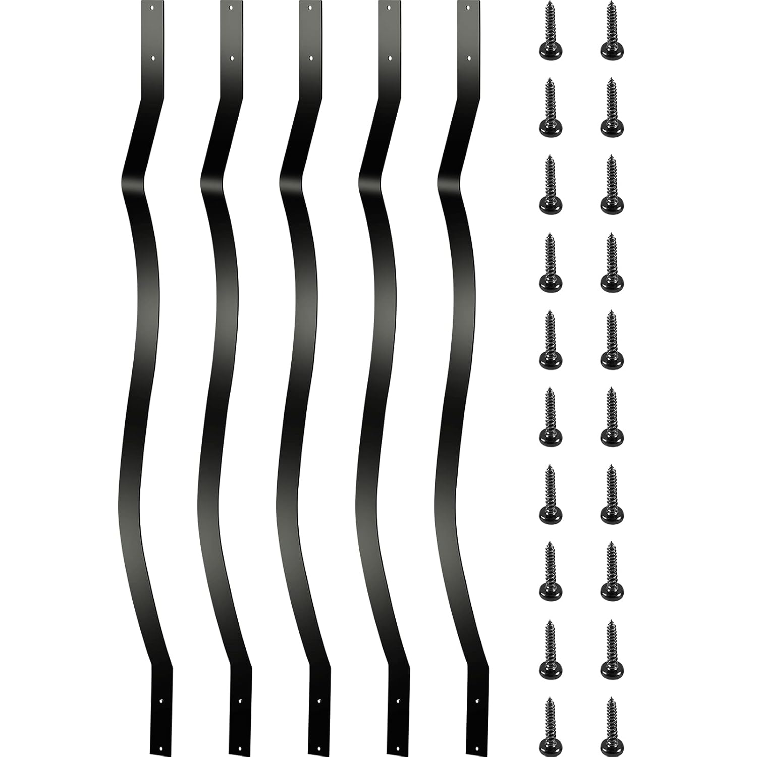VEVOR Balaustres de 29.5 pulgadas, paquete de 61 escaleras con tornillos, barandilla de aluminio ondulada, para porche, cubierta de escalera al aire