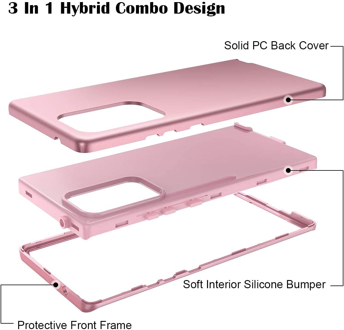 WeLoveCase Funda para Galaxy Note 20 Ultra, funda 3 en 1 de cuerpo completo de alta resistencia, híbrida a prueba de golpes, funda protectora de TPU