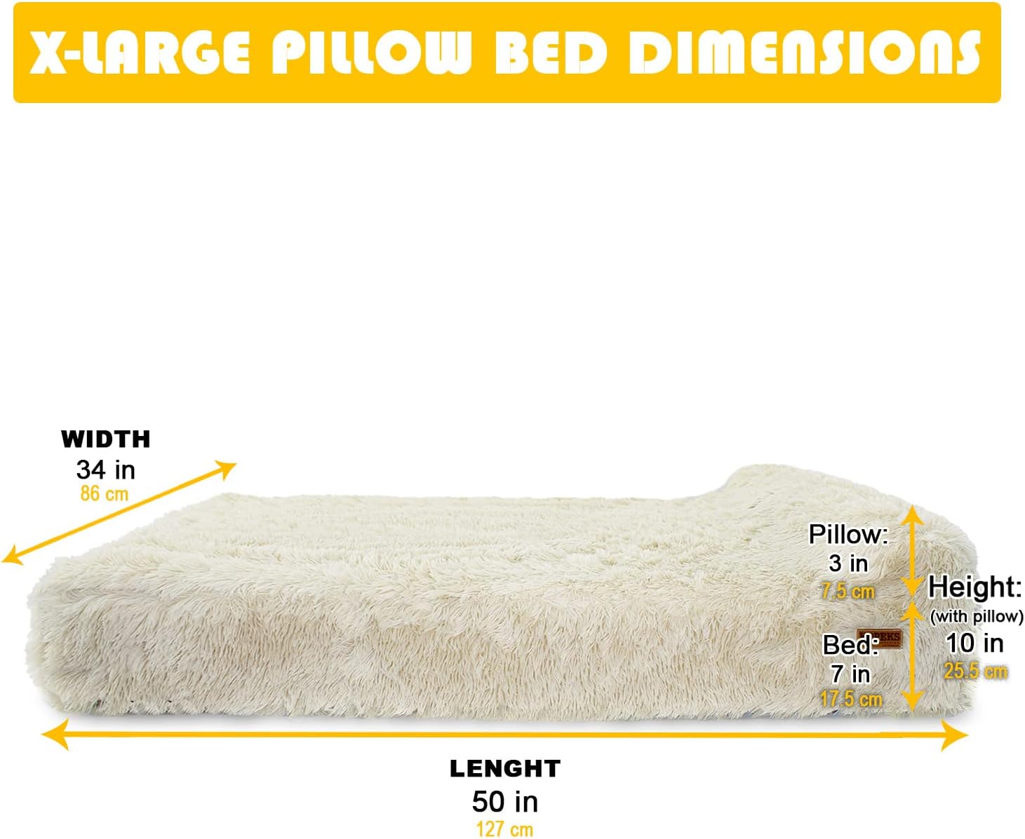 Cama ortopédica jumbo para perros, cama para mascotas de espuma viscoelástica de 7 pulgadas de grosor con almohada con funda extraíble y forro