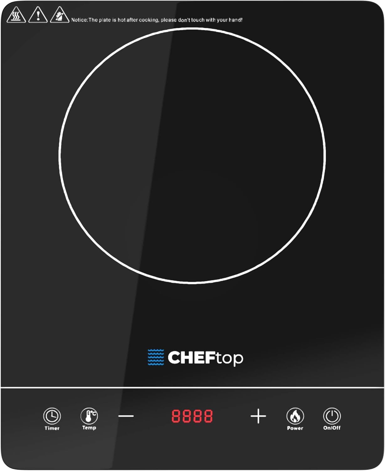 Cheftop – Quemadores de inducción portátiles de inducción de 120 V, parte superior de cerámica digital con bloqueo de seguridad para niños, 1800