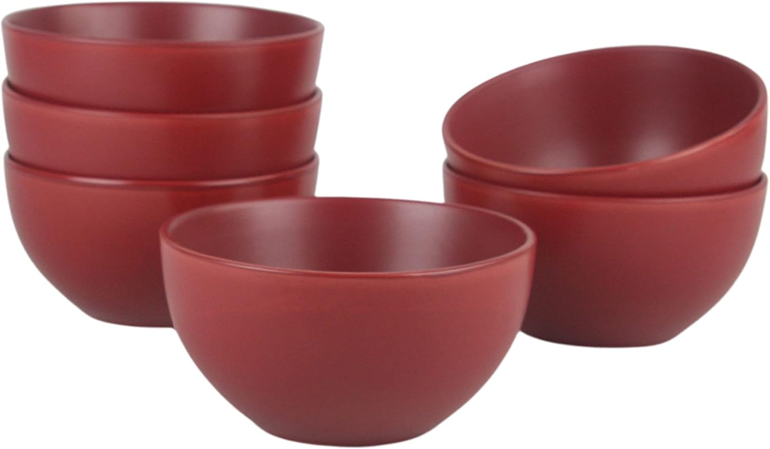 10 Strawberry Street Wazee – Tazón para cereales mate de 5.5 pulgadas16 onzas, juego de 6, rojo