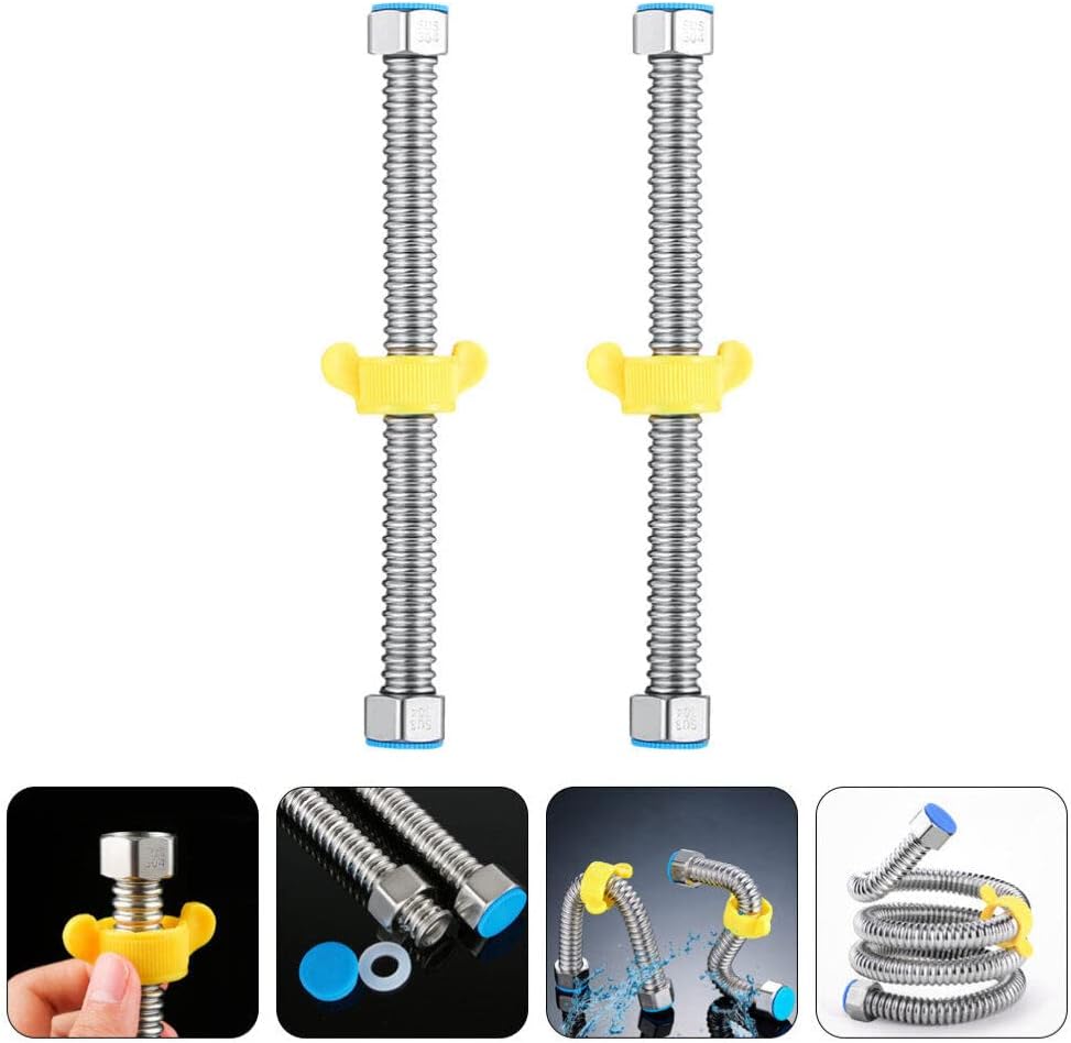OSALADI 2 unids acero inoxidable corrugado calentador de agua conector manguera de agua flexible línea de suministro de tubería de agua 12 pulgada