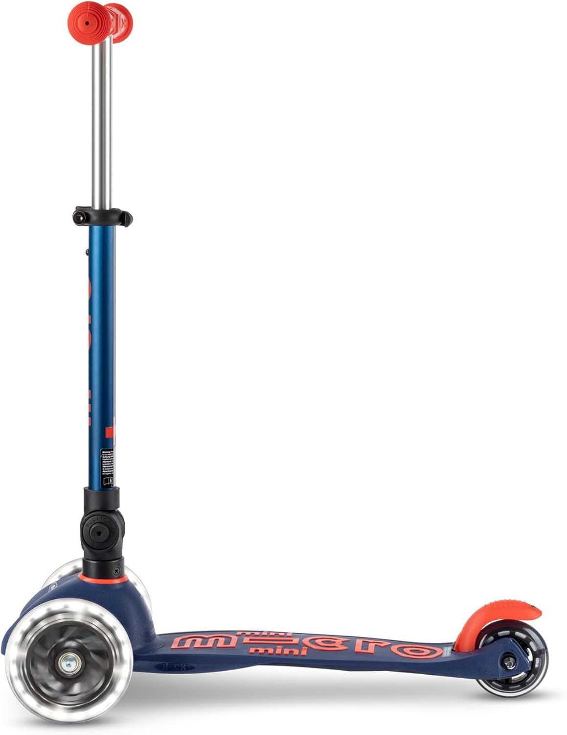 Micro Kickboard – Mini scooter LED plegable de lujo, 3 ruedas, inclinado a la dirección, microscooter de diseño suizo con ruedas LED iluminadas,