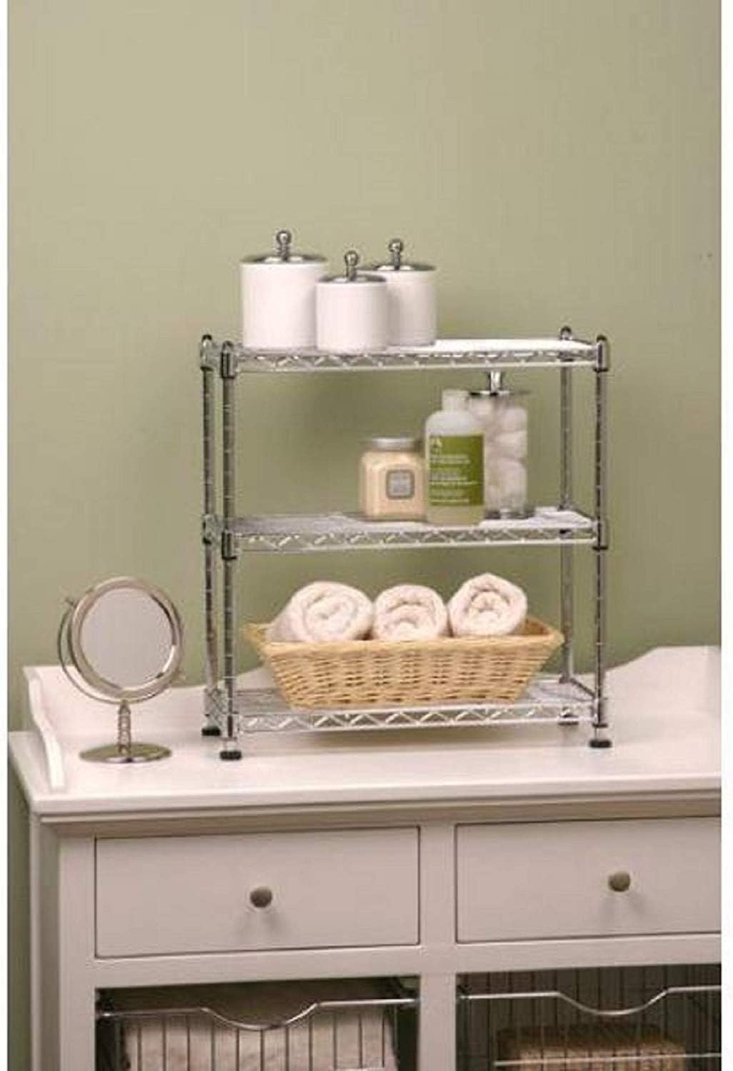 Seville Classics Organizador de gabinete de UltraZinc de 3 niveles, 17.5 “W x 7.5” D x 18.5 “H