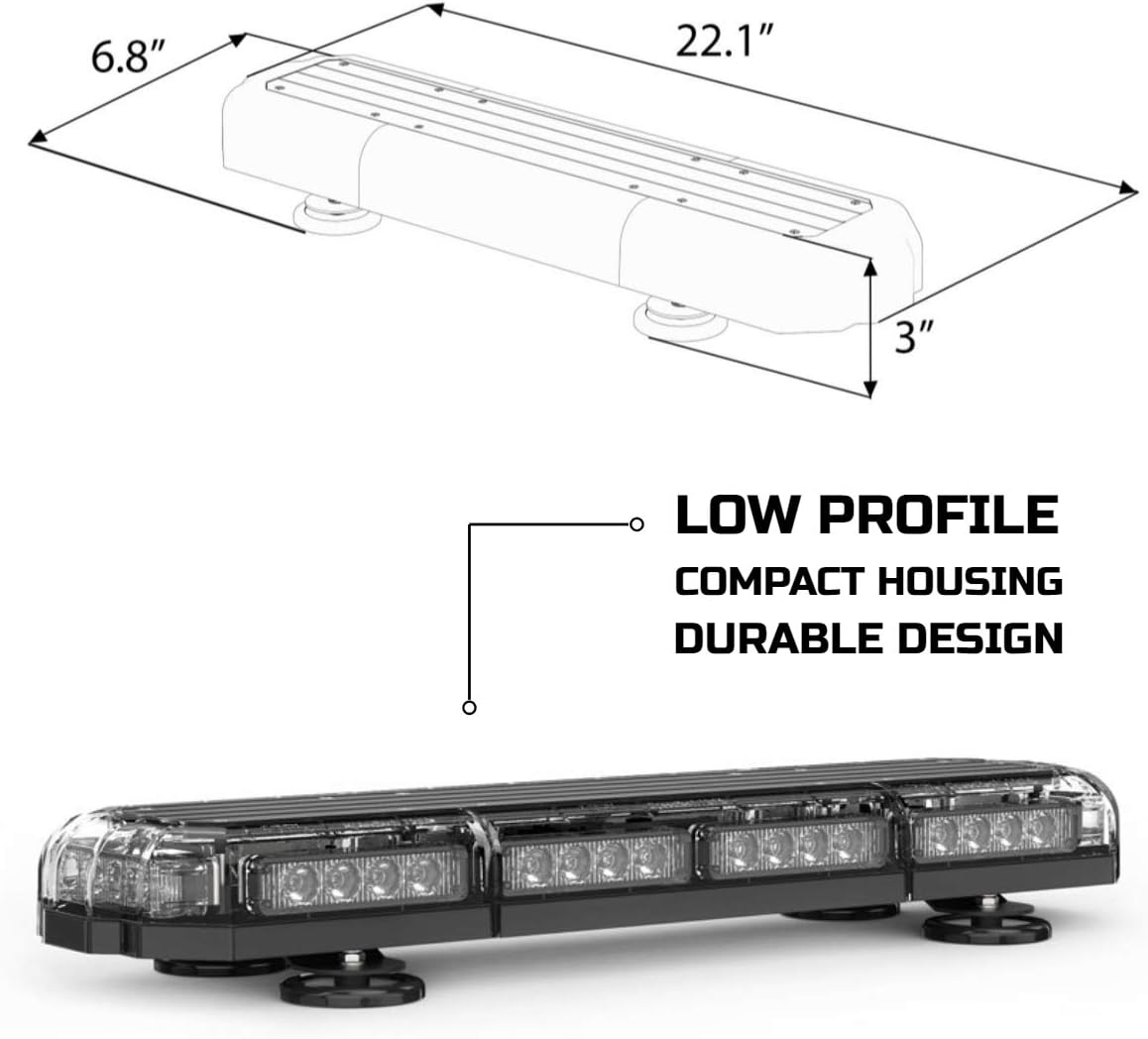 Minibarra de luz de emergencia LED, luces estroboscópicas y magnéticas, luz de advertencia de montaje en el techo para vehículos de emergencia de