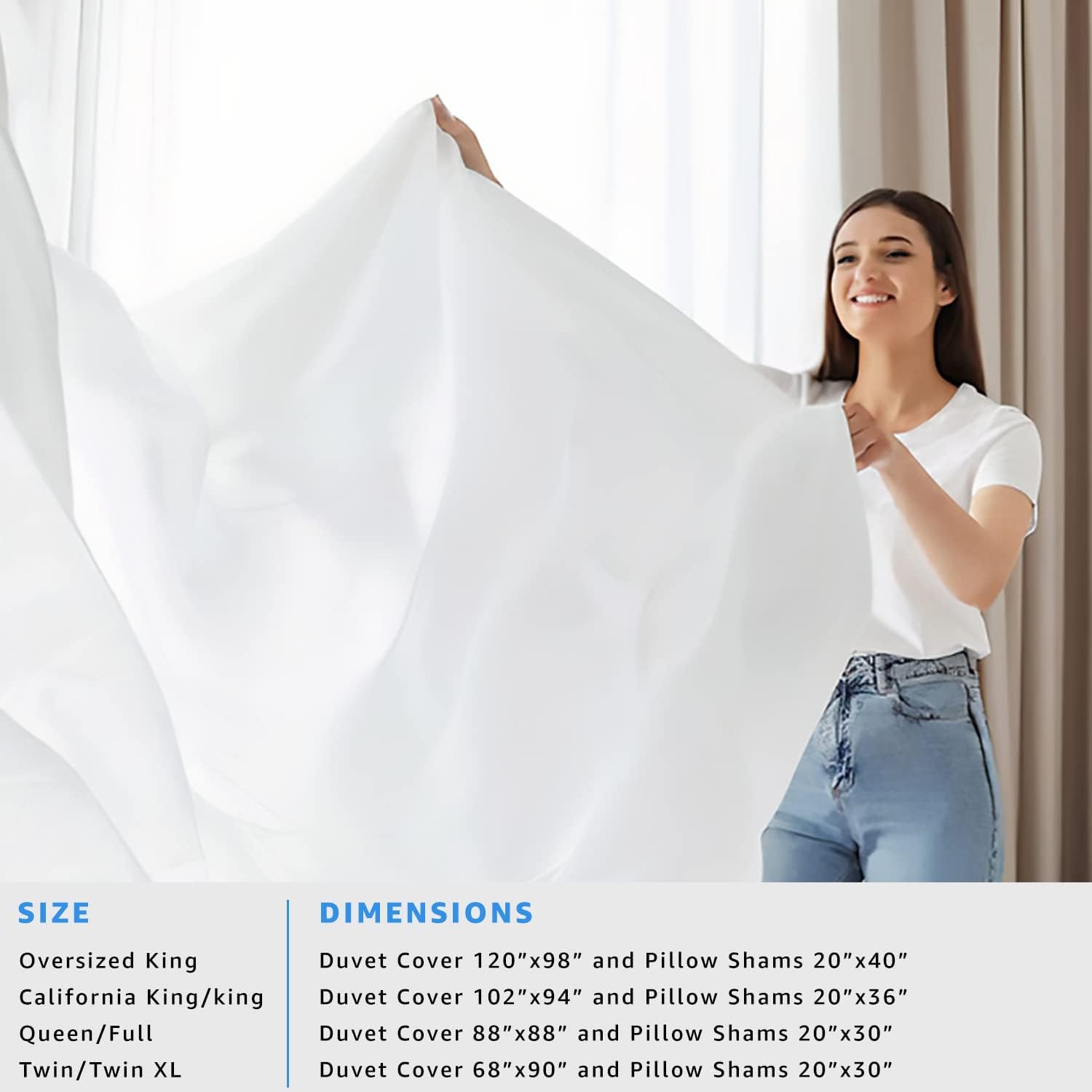 Magic Drapes Funda de edredón plisada de 800 hilos, 100% algodón egipcio, con cierre de cremallera y lazos en las esquinas, patrón copetudo, 1 funda