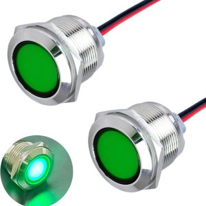 2 luces indicadoras LED de 0.866 in (78 pulgadas), 110-220VCA 20mA ahorro de energía de metal impermeable IP67 lámpara piloto LED cabeza plana con 2 luces indicadoras LED de 0.866 in (78 pulgadas), 110-220VCA 20mA ahorro de energía de metal impermeable IP67 lámpara piloto LED cabeza plana con
