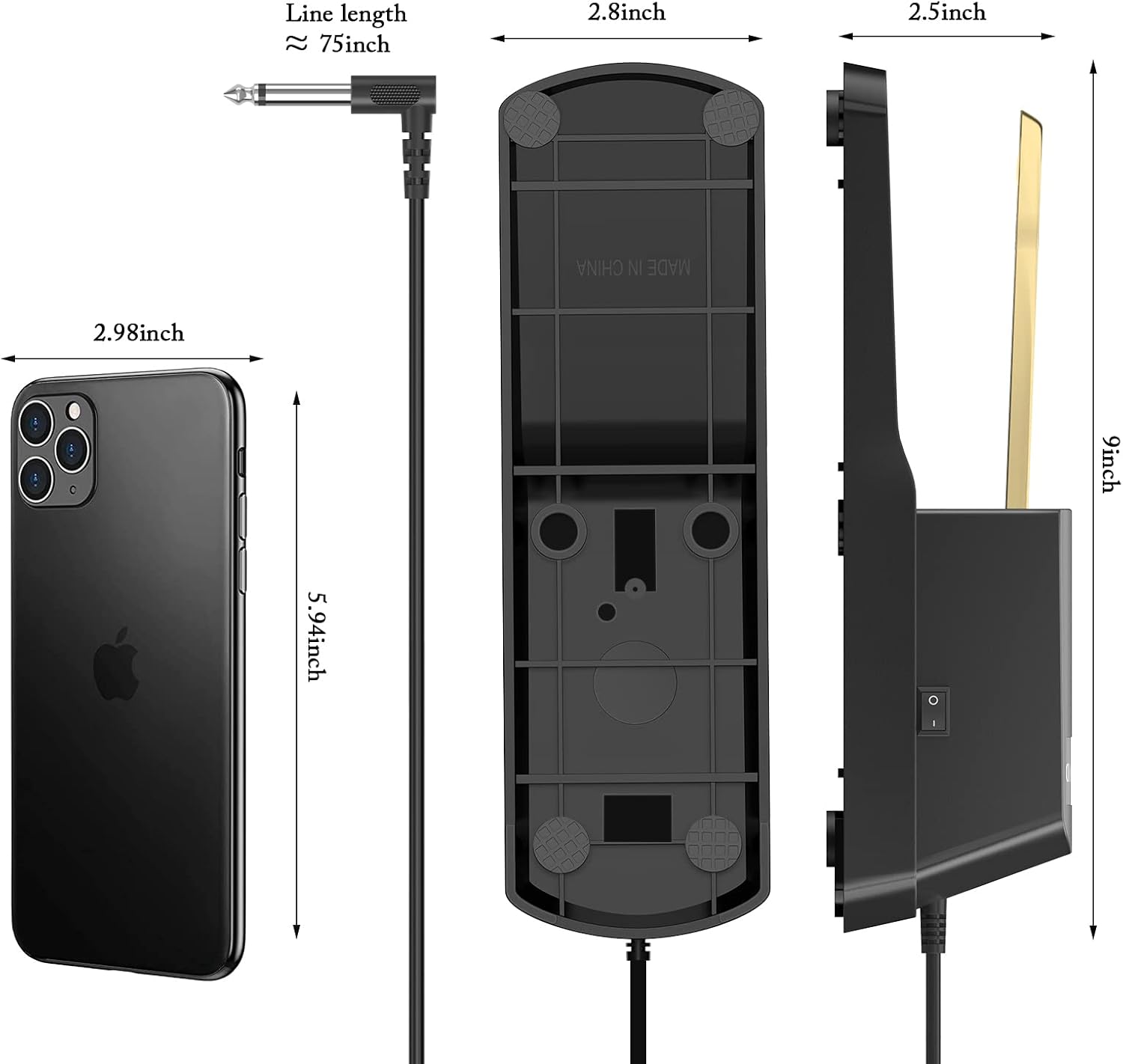 Sovvid Pedal de sostenimiento para teclado, pedal de piano dorado con interruptor de polaridad para todas las marcas teclados electrónicos, teclados