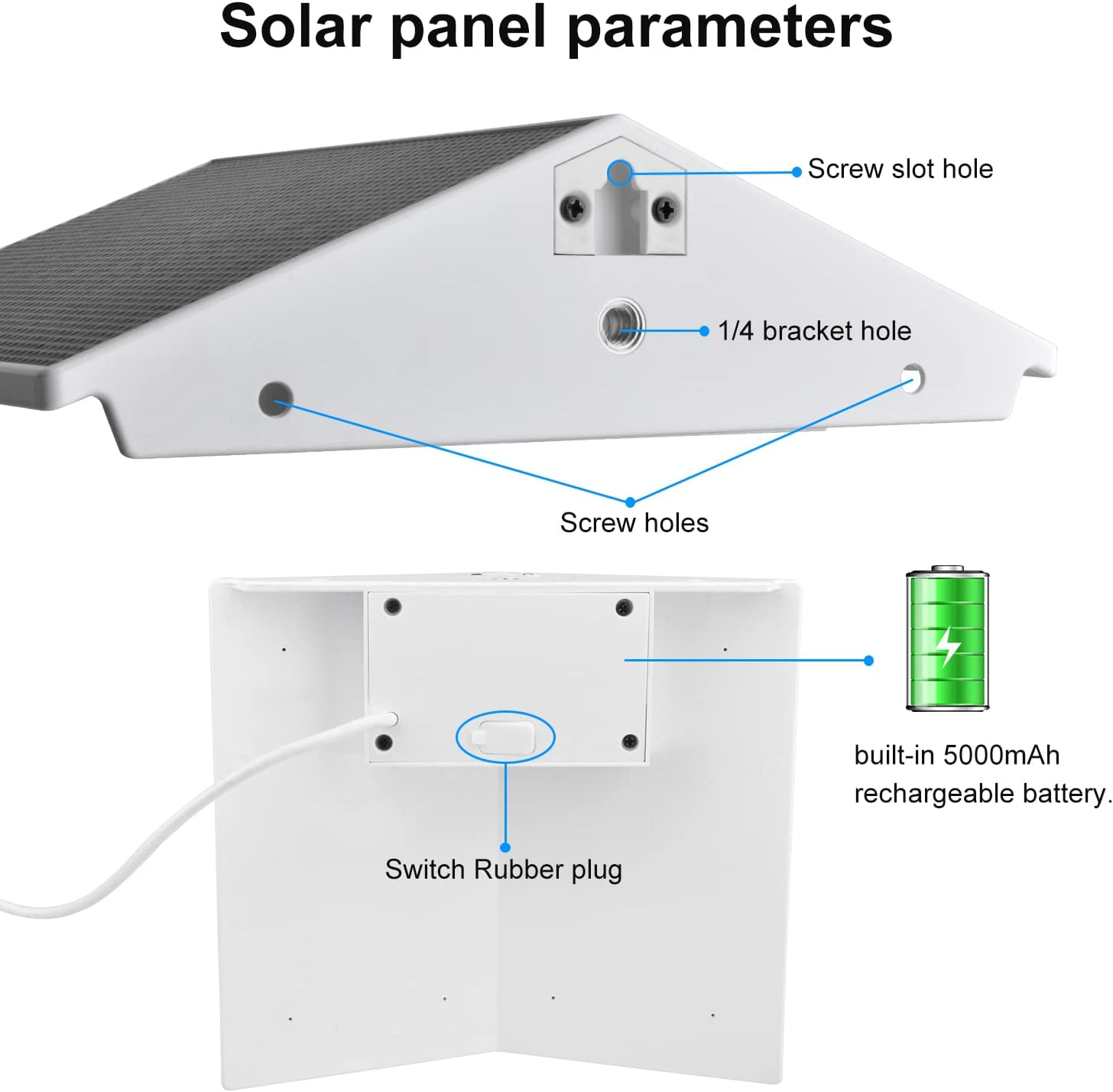 Panel solar compatible con Blink Outdoor, Blink Outdoor (3 generación) y cámara Blink XT2XT, batería recargable integrada de 5000 mAh para cámara de