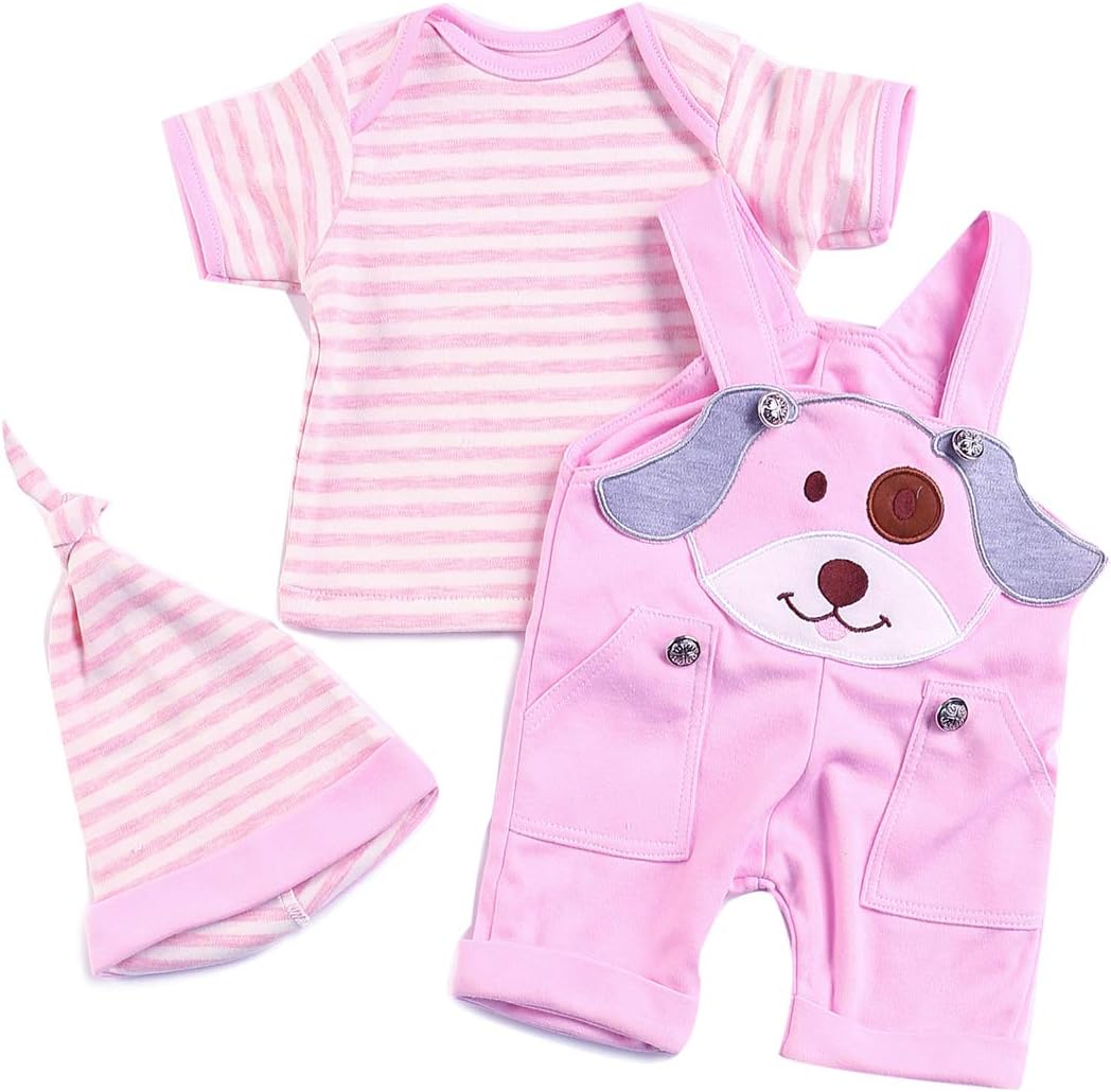 Ropa de muñeca Reborn de 22 pulgadas, overol rosa para muñecas Reborn de 20-22 pulgadas, ropa de bebé niña, conjunto de 3 piezas
