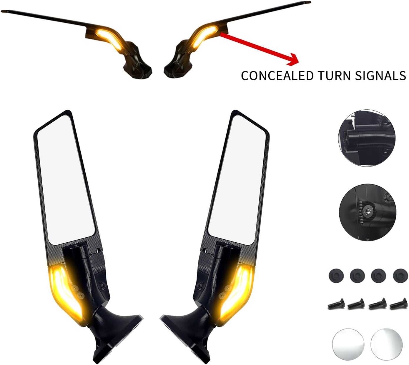 D1M Espejos retrovisores de viento, espejos laterales giratorios de viento, espejo lateral giratorio ajustable, espejo de ala para YAMAHA R3 R15-V3