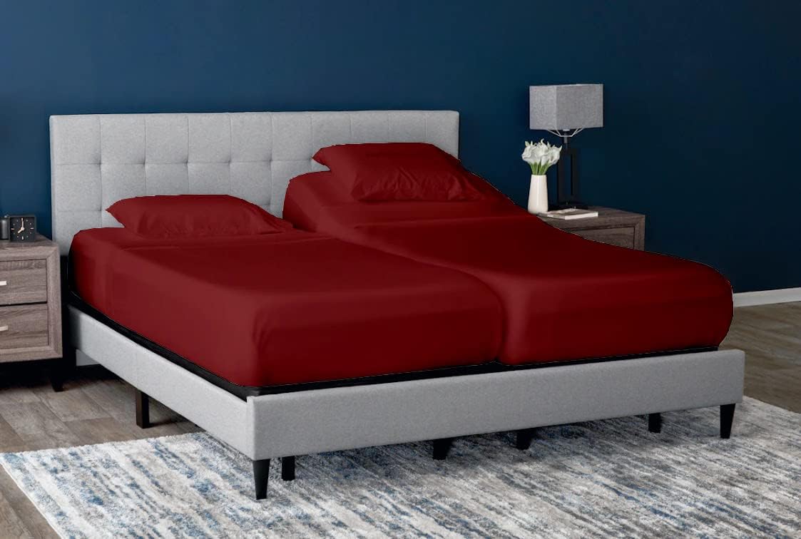 Sábanas divididas tamaño King para cama ajustable, juego de sábanas con 2 sábanas bajeras individuales XL, sábanas divididas tamaño King de 5