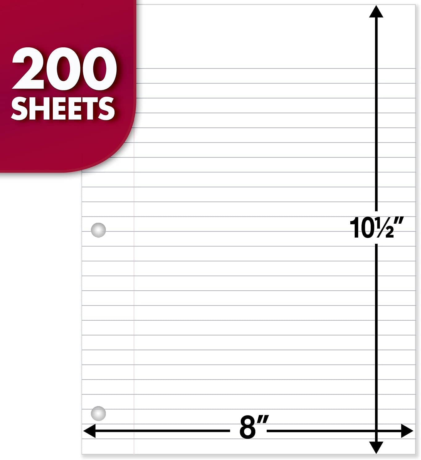 Mead Filler Paper, hojas de papel sueltas, rayado, 200 hojaspaquete (17208) 3 paquete de