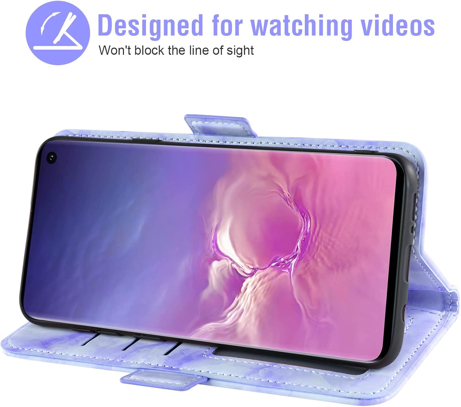 Asuwish Compatible con Samsung Galaxy S10 y protector de pantalla de vidrio templado, accesorios para tarjetero, soporte para celular, billetera de