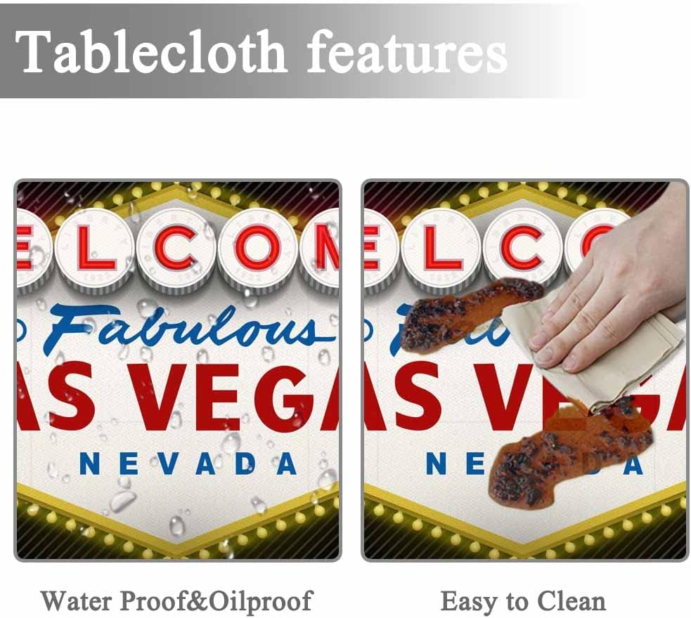 Mantel redondo de 60 pulgadas con texto en inglés “Welcome to Fabulous – Mantel redondo pequeño de Las Vegas Nevada para mesas redondas, mantel