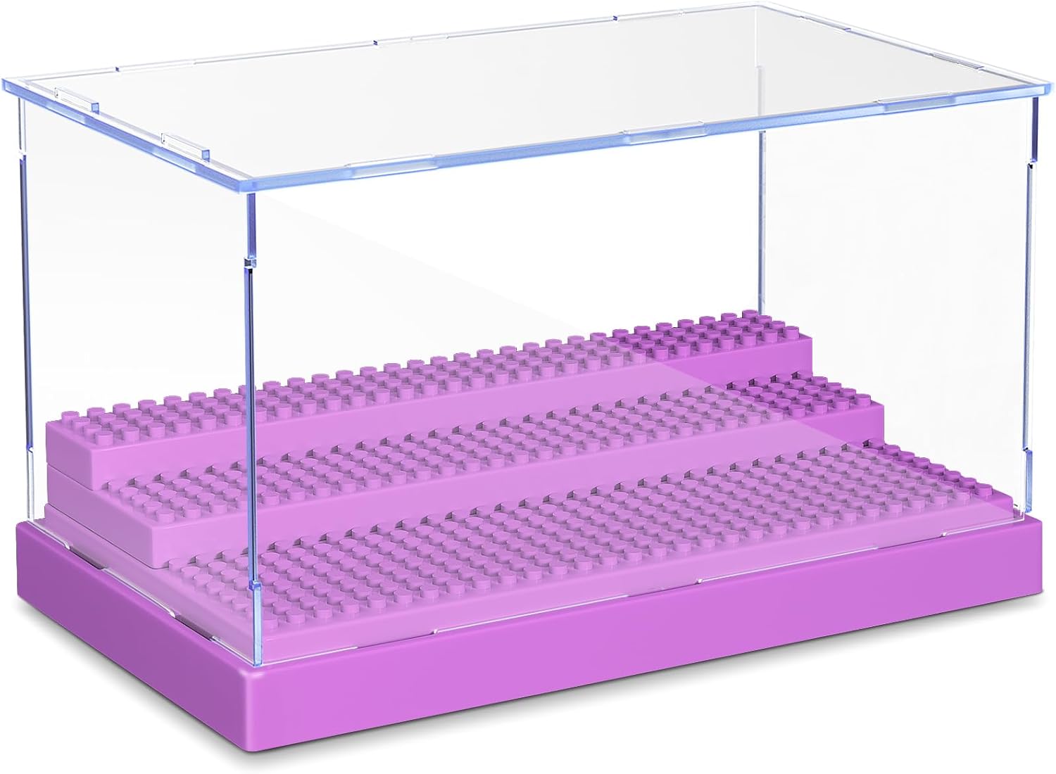KKU Vitrina para bloques de figuras de acción de minifiguras, caja de exhibición de minifiguras acrílicas, caja de almacenamiento con 3 pasos