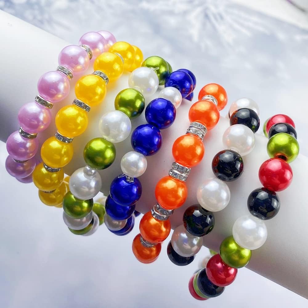 200 cuentas de perlas de 0.394 pulgadas (0.394 in), perlas sueltas redondas lisas con agujeros para pulseras, collares, aretes, joyería, costura,