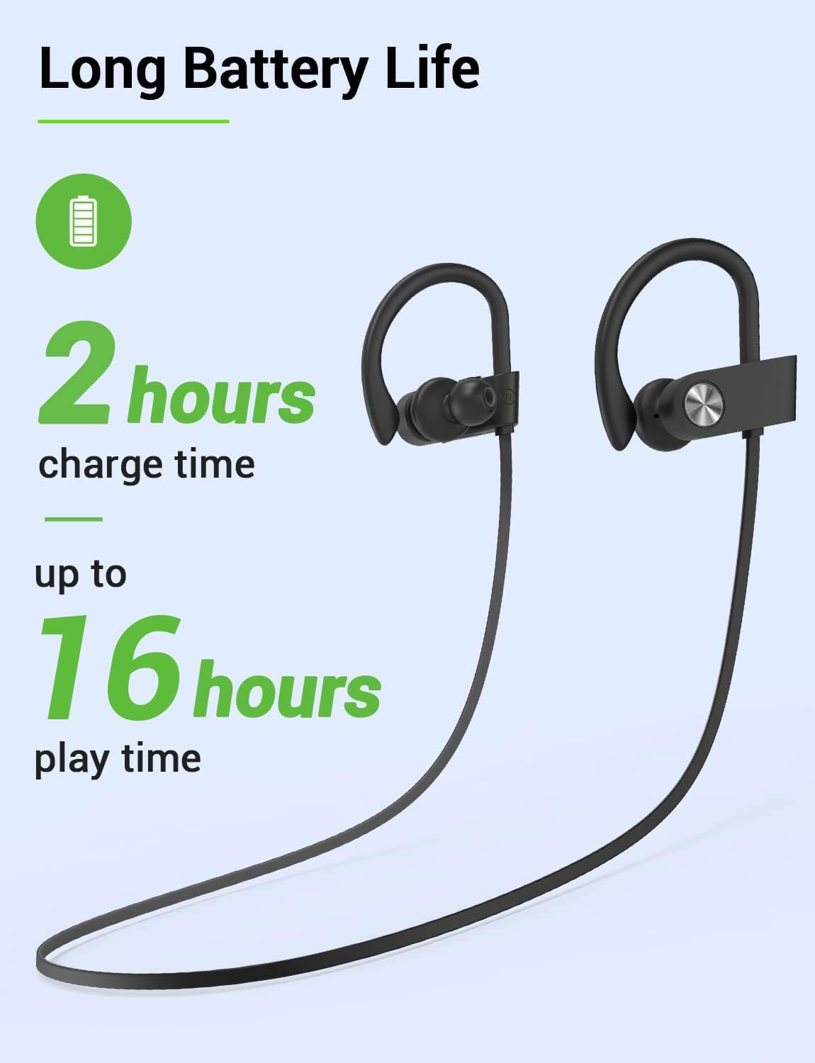 Stiive Auriculares Bluetooth, auriculares deportivos inalámbricos IPX7 impermeables con micrófono, auriculares estéreo a prueba de sudor,