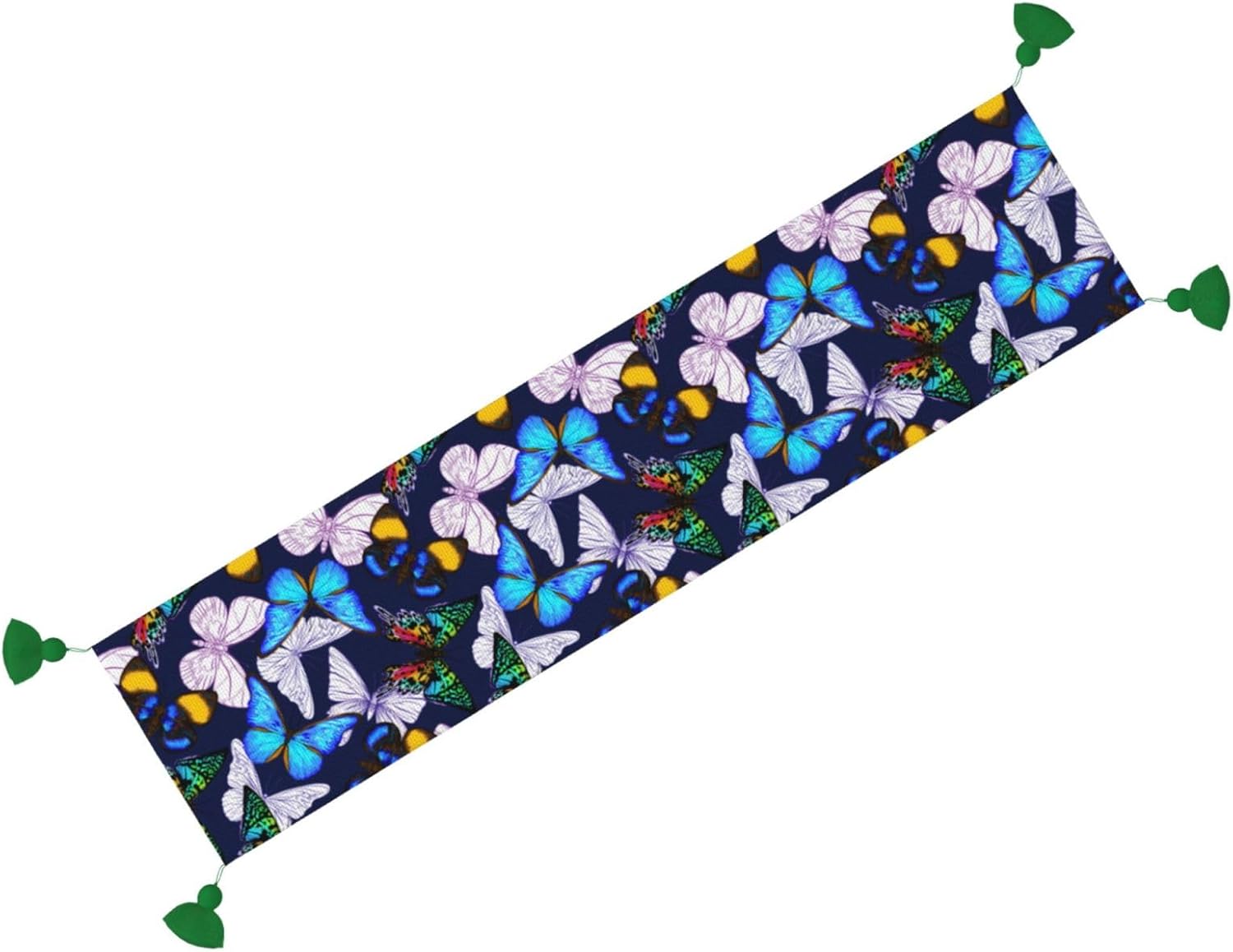 Camino de mesa de Navidad con mariposas azules, decoración de mesa de comedor, decoración de Navidad, decoración de interiores del hogar, caminos de