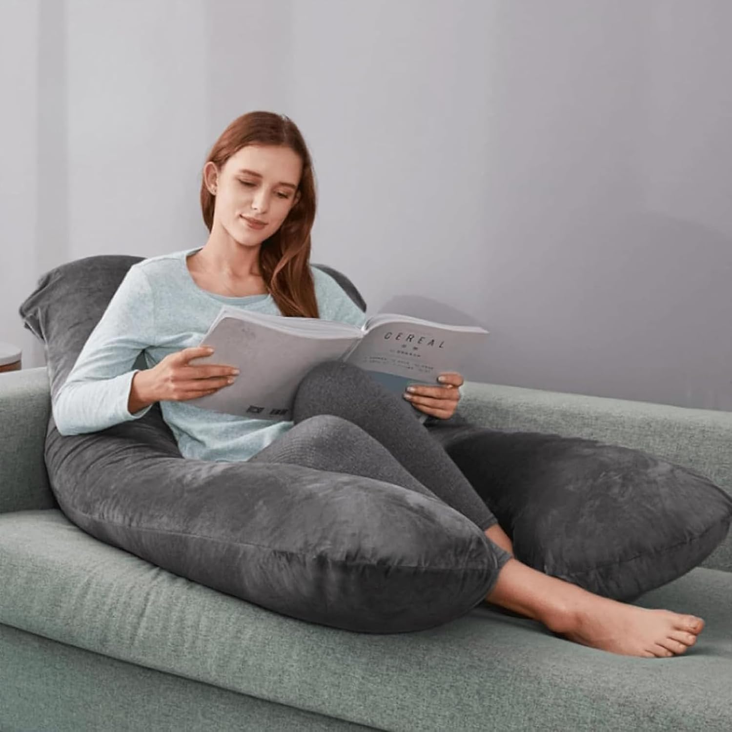 Almohada corporal en forma de U, almohada corporal Aleuri, soporte de vientre para embarazo, almohada extra larga en forma de U, almohada de cuerpo