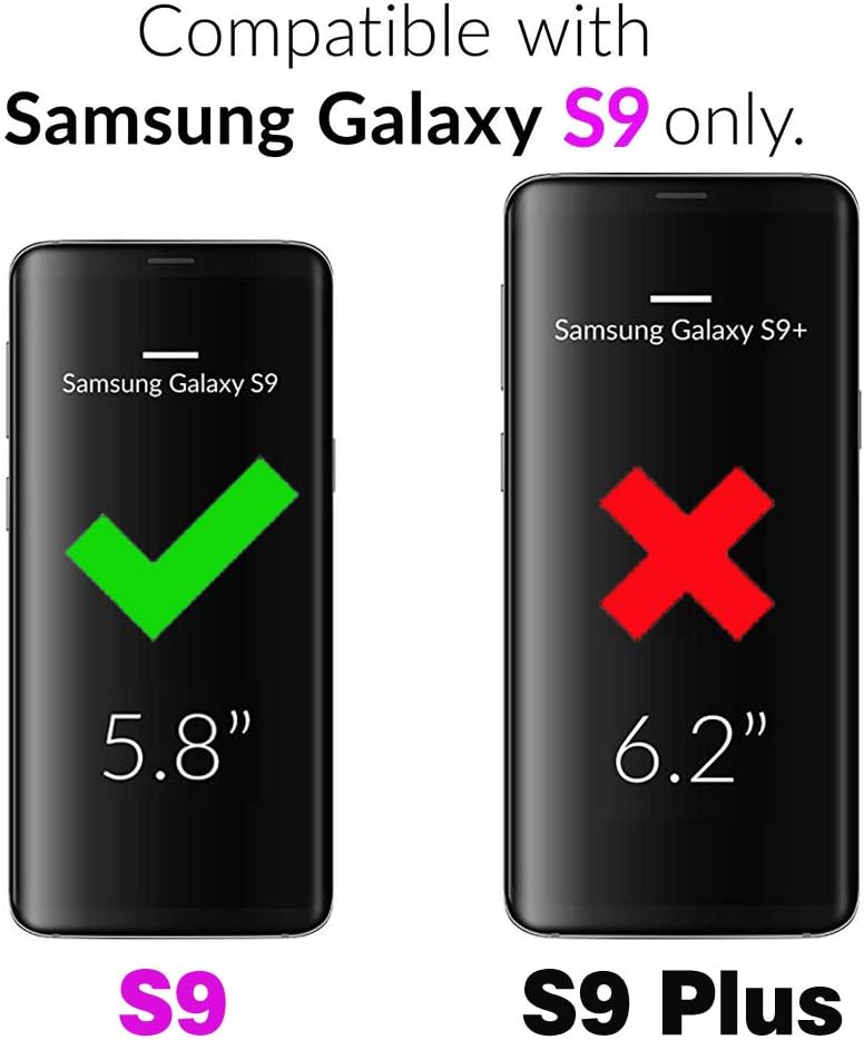 Asuwish Funda de teléfono para Samsung Galaxy S9 con protector de pantalla de vidrio templado y soporte de cuero sintético para tarjetas de crédito,