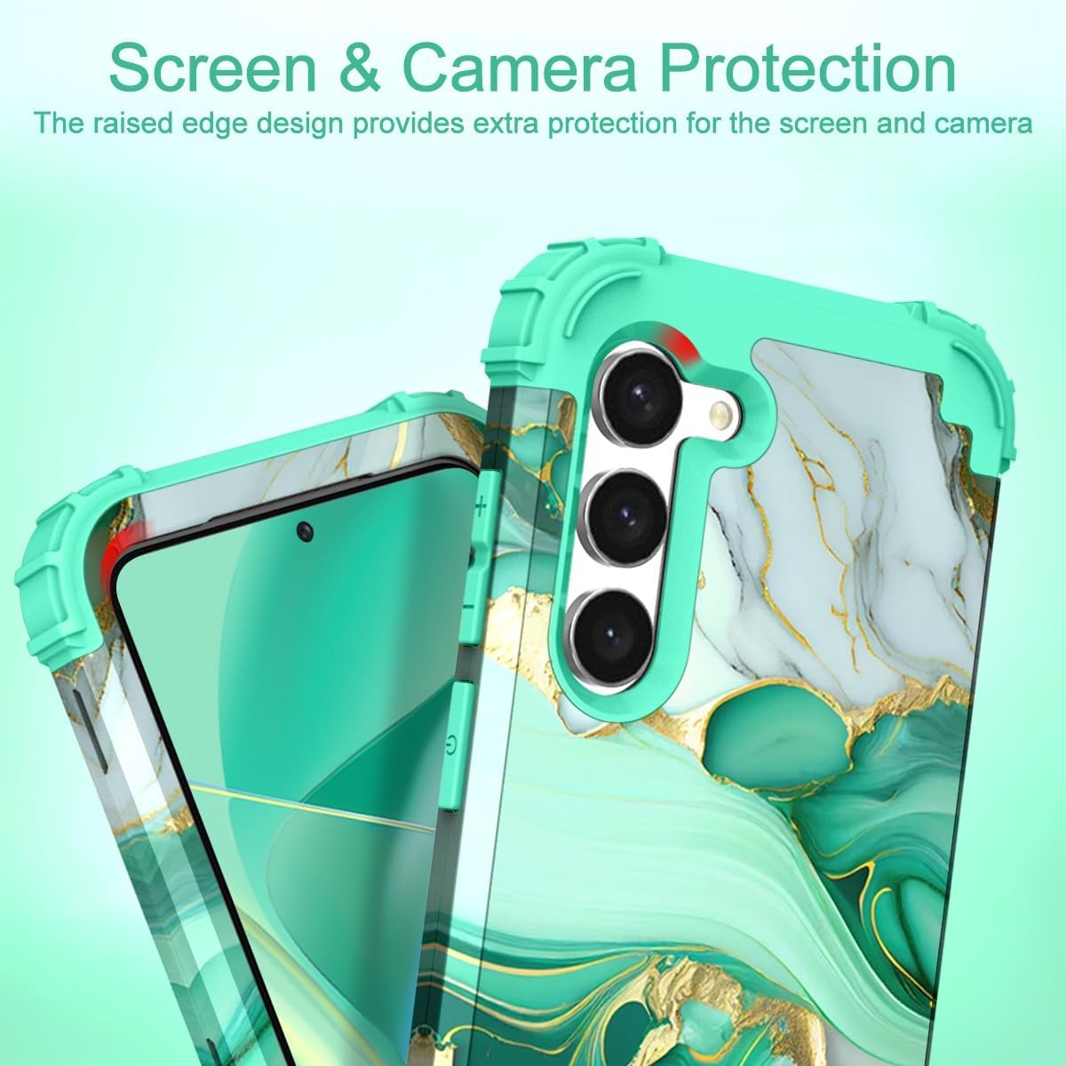 Hocase Funda para Galaxy S23, protección resistente a prueba de golpes, parachoques de goma de silicona suave+funda protectora híbrida de plástico