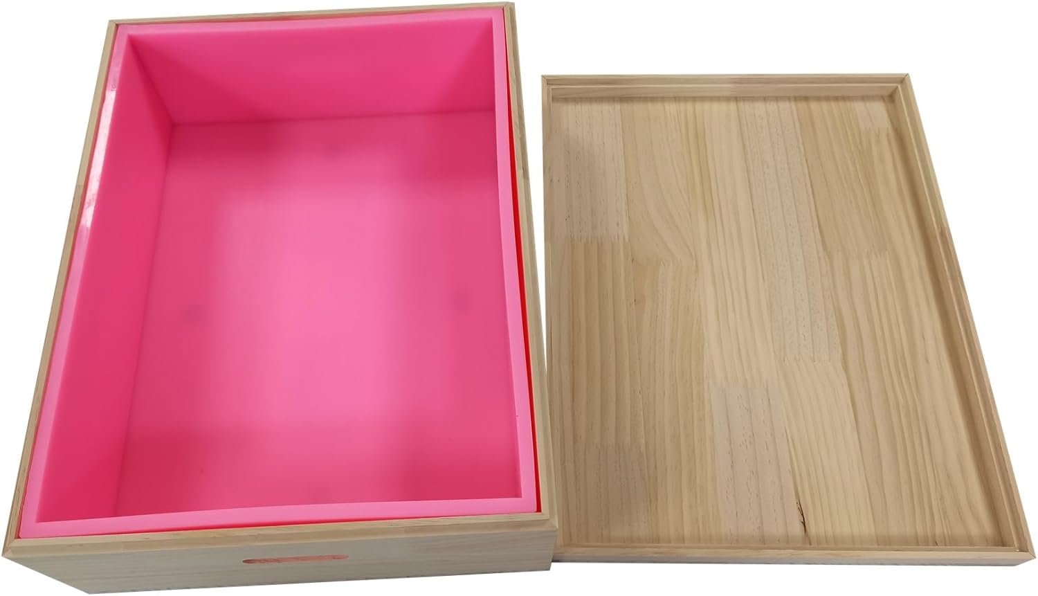 Molde de jabón de silicona de gran tamaño con estuche de madera de 32 libras, 512 onzas, 14.5 L, molde de losa de silicona con tapa de caja de