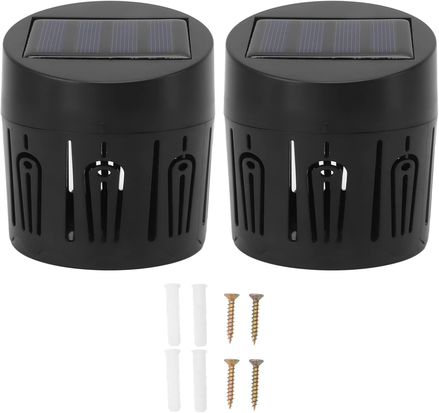 2 luces solares para valla, luces solares de cubierta, luces LED impermeables IP67 para exteriores, patrón de carcasa elegante decorativo, poste de