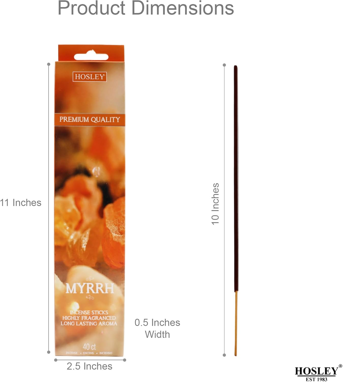 Hosley Myrrh Fragances – Varillas de incienso con infusión de aceites esenciales para aromaterapia de larga duración, relajación holística en cada