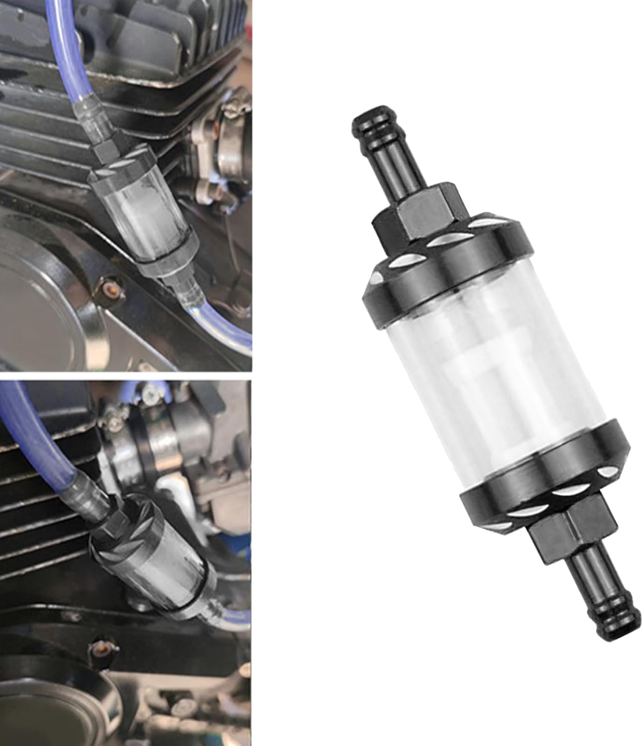 1 filtro de combustible automotriz, 1.1 x 3.62 pulgadas de aleación de vidrio templado con patrón de superficie de aceite, accesorios de
