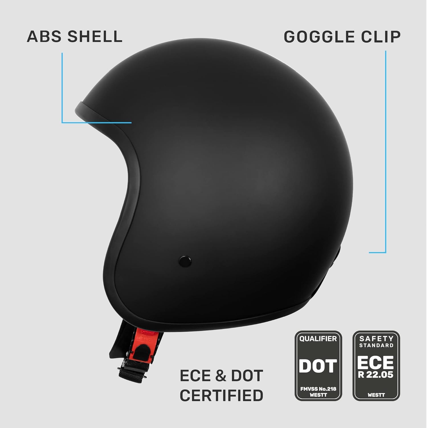Westt Casco abierto  Scooter Retro Vintage para hombres y mujeres  Casco de motocicleta 34 para ciclomotor, ATV, Cruiser, Café, certificado por DOT,