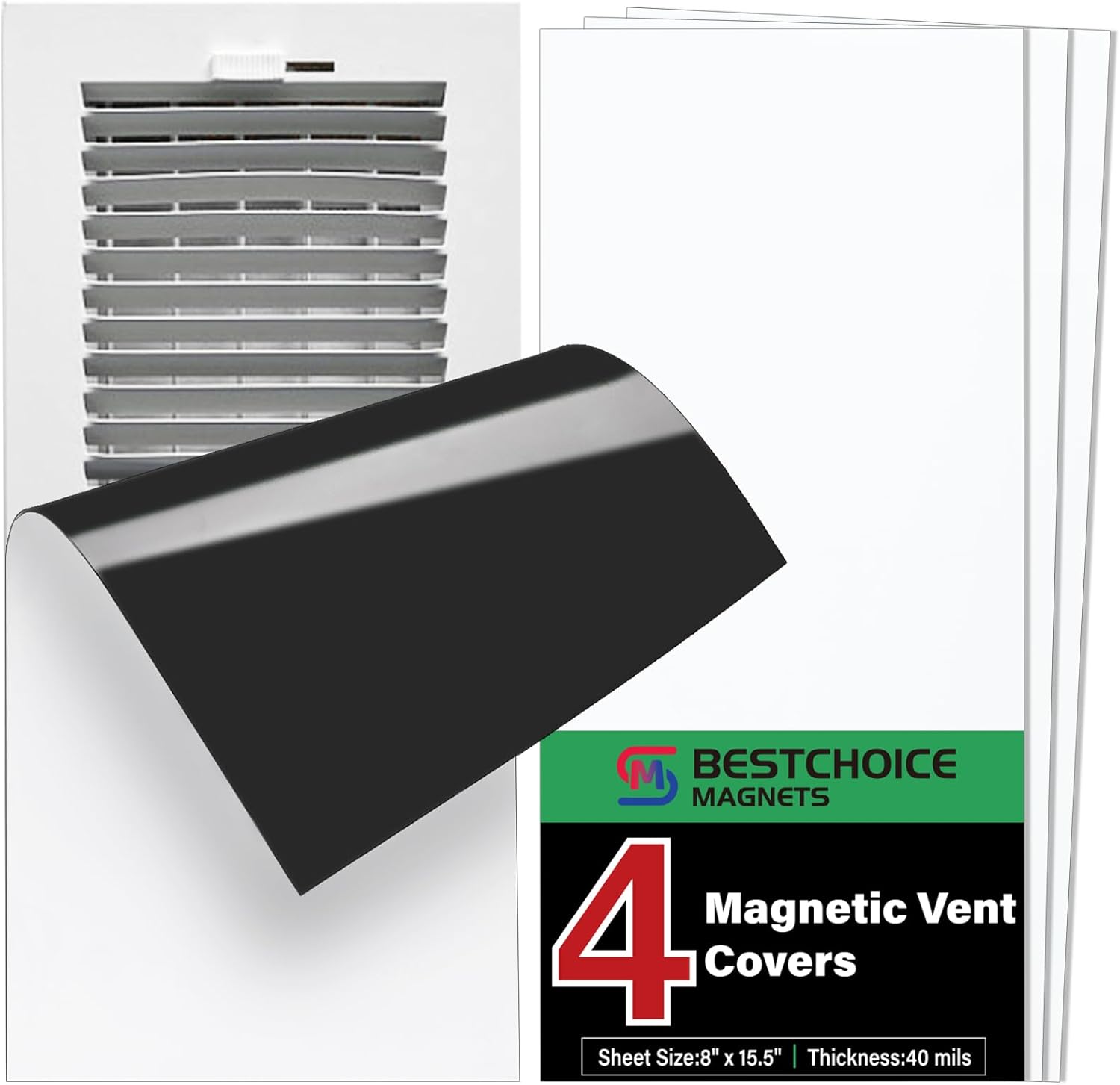 Paquete de 4 cubiertas magnéticas de ventilación, cubiertas de ventilación fuertes de 8 x 15.5 pulgadas, cubierta de ventilación magnética de alta