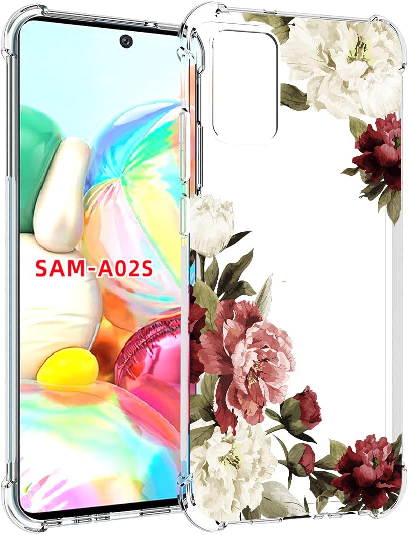 Funda para Galaxy A02S, Samsung A02S Funda transparente para niñas y mujeres, TPU suave a prueba de golpes, funda protectora transparente para