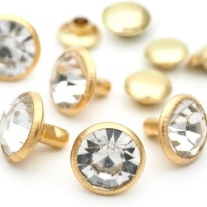 CRAFTMEMORE 50 juegos de remaches de diamantes de imitación transparentes blancos con diamantes de imitación rápidos para decoración de CRAFTMEMORE 50 juegos de remaches de diamantes de imitación transparentes blancos con diamantes de imitación rápidos para decoración de